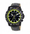 Henley Mens Satin Black Sports Coloured Stitch Multi Eye Watch Black/Lime Green H03015.11