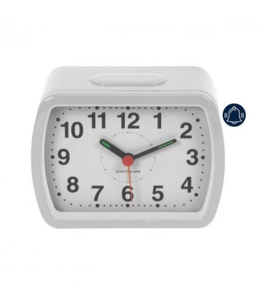 Wm.Widdop Qtz Alarm Clock Bell Oblong  Wht/Green Dial 5184W