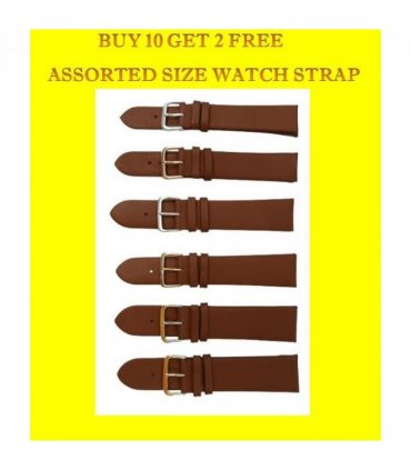 Genuine Brown Leather WATCH STRAP BUY 10 GET 2 FREE ASSORTED SIZE 18mm-22MM
