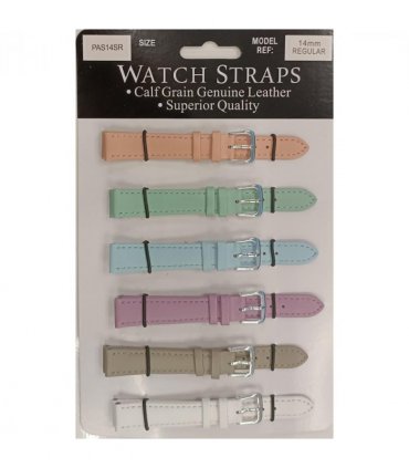 PASSR Sun Mixed Pastille Colour Calf Leather Watch Straps Regular card of 6 - Silver Buckle