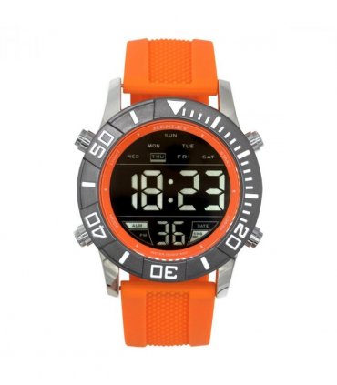 Henley Mens Digital Black Dial Rubber Strap Watch Orange HDG037.8