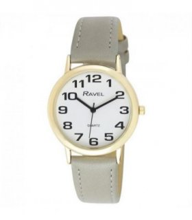 Ravel Mens Basic White Dial Grey Leather Strap Watch R0105.43.1A