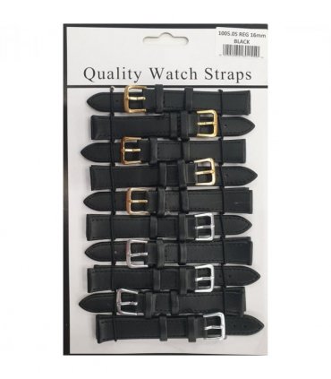 Leather Black Watch Straps Pk10 size 16mm 1005.05
