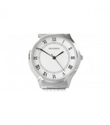 Sekonda Mens Basic White Dial with Silver Metal Expandable Bracelet Watch 3022b