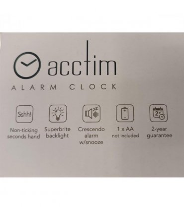 Acctim Eden Non Ticking Sweep Crescendo Alarm Clock in Black - 16523