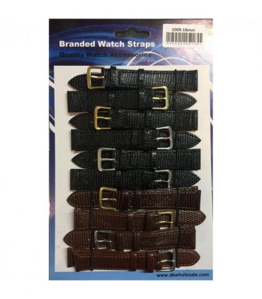 Lizard Grain Leather Black and Brown Watch Straps Pk10 size 10mm 1009