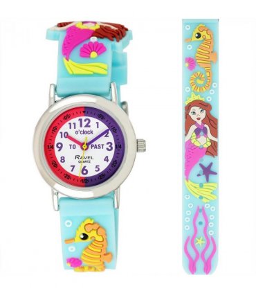 Ravel Children Girls 3D Cartoon Time Teacher Watch Mermaid R1513.91