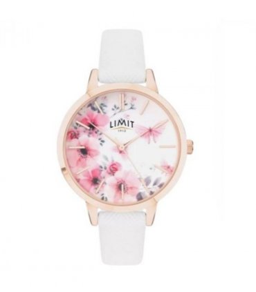 Limit Ladies Secret garden Pink & White Floral Dial White leather strap watch 60021