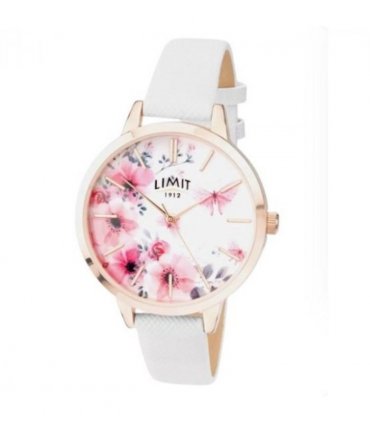 Limit Ladies Secret garden Pink & White Floral Dial White leather strap watch 60021