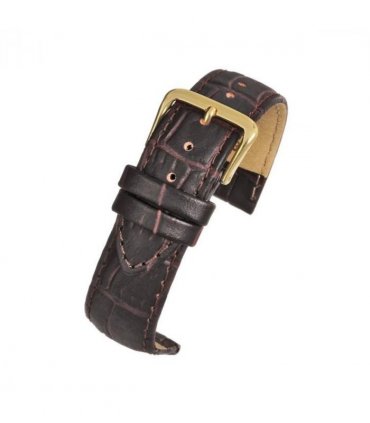 Brown Padded Crocodile Grain Leather Watch Strap 24mm