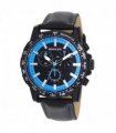 Henley Mens Satin Black Sports Coloured Stitch Multi Eye Watch Black/Blue H03015.6