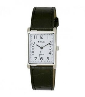 Ravel Mens Classic Silver Dial BlackLeather Strap Watch R0120.02.1A