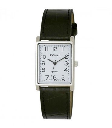 Ravel Mens Classic Silver Dial BlackLeather Strap Watch R0120.02.1A