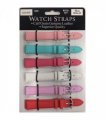 SUNSR Sun Mixed Colour Calf Leather Watch Straps Regular card of 6 - Silver Buckle
