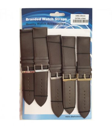 Brown Leather Extra Long Watch Straps Pk5 size 28mm 1002BR