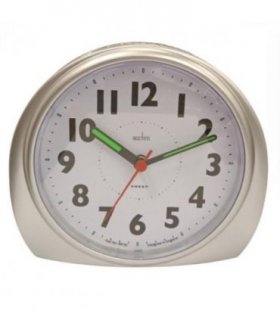Acctim Jefferson Silent Sweep, Crescendo and Light features Bedside Alarm Clock in Silver - 16487
