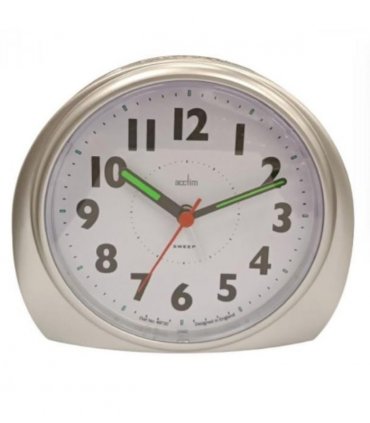 Acctim Jefferson Silent Sweep, Crescendo and Light features Bedside Alarm Clock in Silver - 16487