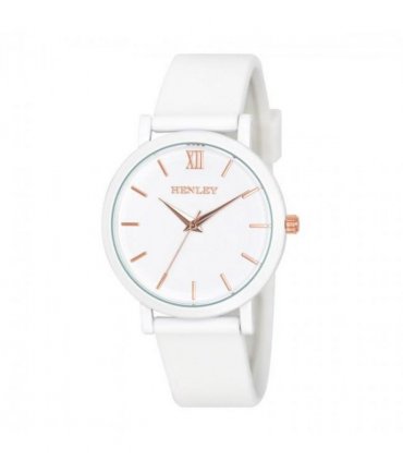 Henley Ladies Coloured Case Silicone Sports Watch White H06178.4
