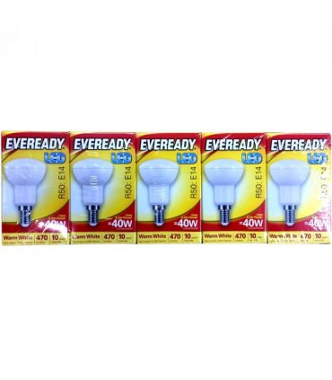 Eveready LED  Bulb 470lm R50 E14 Warm White 40W Pk of 5
