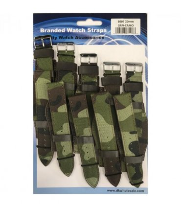Leather Camo Green Military Watch Straps Pk5 20mm 1007GRN