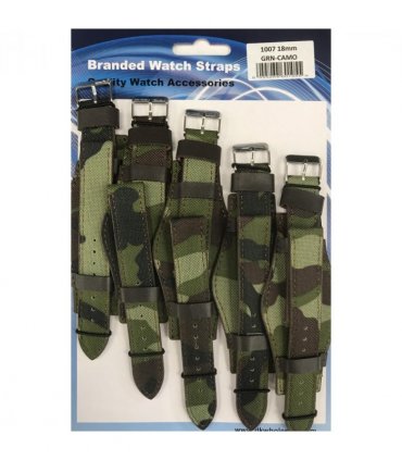 Leather Camo Green Military Watch Straps Pk5 18mm 1007GRN