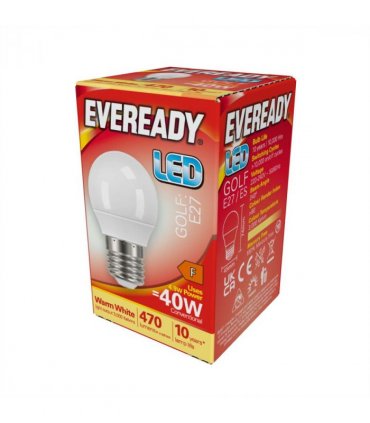 Eveready S13606 LED Golf Bulb 40w E27 (ES) 470lm 4.9W Warm White (Pack of 5)