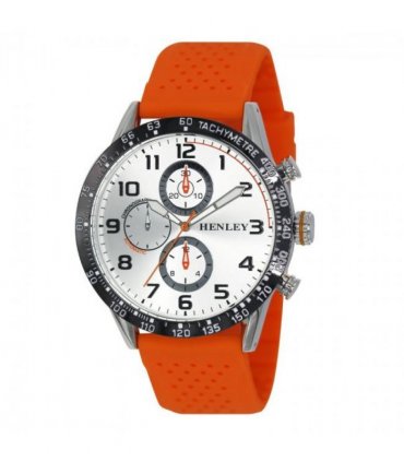 Henley Mens Large Polished Sports Silicone Watch Orange H02225.8