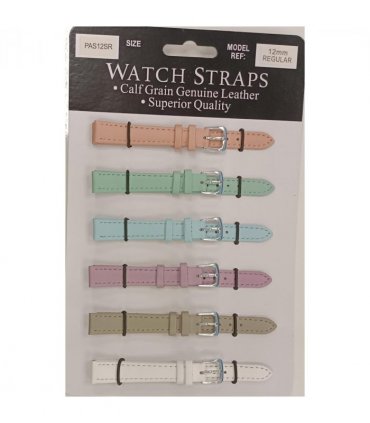 PASSR Sun Mixed Pastille Colour Calf Leather Watch Straps Regular card of 6 - Silver Buckle