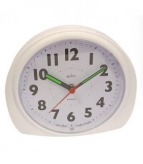 Acctim Jefferson Silent Sweep, Crescendo and Light features Bedside Alarm Clock in White - 16482