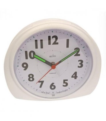 Acctim Jefferson Silent Sweep, Crescendo and Light features Bedside Alarm Clock in White - 16482