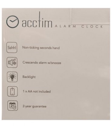 Acctim Jefferson Silent Sweep, Crescendo and Light features Bedside Alarm Clock in White - 16482