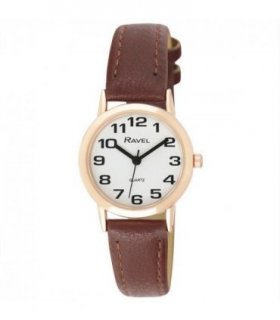 Ravel Ladies Basic White Dial Brown Leather Strap Watch R0105.42.2A