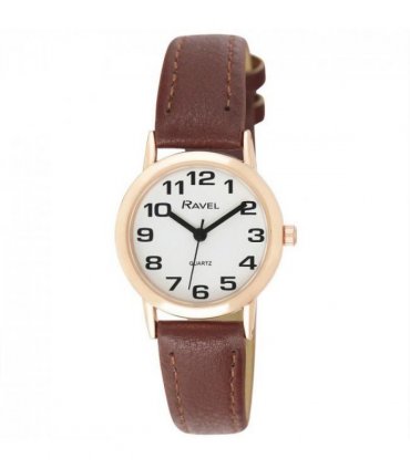 Ravel Ladies Basic White Dial Brown Leather Strap Watch R0105.42.2A