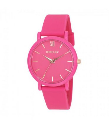Henley Ladies Coloured Case Silicone Sports Watch Hot Pink  H06178.5