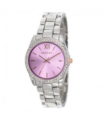Henley Ladies Diamante Bracelet Watch  Silver/Lilac H07327.7