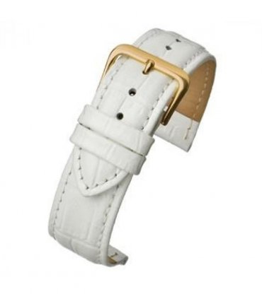 White Padded Crocodile Grain Leather Watch Strap 26mm