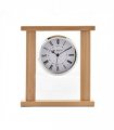 Wm.Widdop Wood & Glass Mantel Clock Roman Dial Silver Bezel W2771