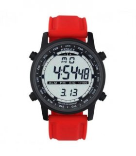 Henley Mens Digital Black Dial Rubber Strap Watch Red HDG038.10
