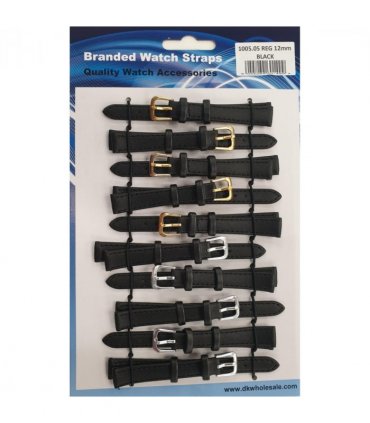 Leather Black Watch Straps Pk10 size 12mm 1005.05