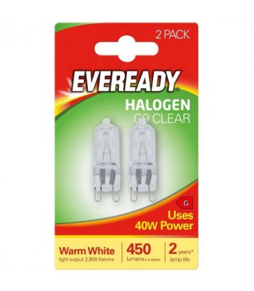 Eveready S819 Halogen Bulb G9 Capsule 450lm 40W Warm White (Pack of 10)