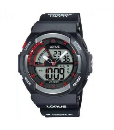Lorus Mens Sports Chronograph Analog/Digital Black Rubber Strap Watch R2321MX9 BRAND NEW BUT NEEDS BATTERY
