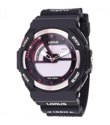 Lorus Mens Sports Chronograph Analog/Digital Black Rubber Strap Watch R2321MX9 BRAND NEW BUT NEEDS BATTERY