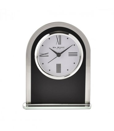 Wm.Widdop Black & Clear Arched Mantel Clock
