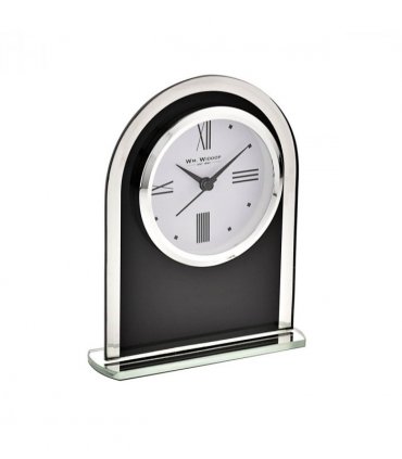 Wm.Widdop Black & Clear Arched Mantel Clock
