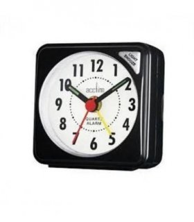 Acctim Ingot Quartz Travel Alarm Clock Light & Snooze Black 25/738BBX8