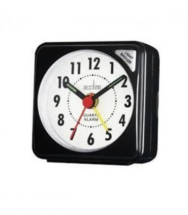 Acctim Ingot Quartz Travel Alarm Clock Light & Snooze Black 25/738BBX8