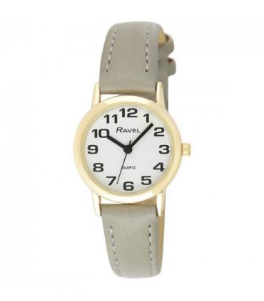 Ravel Ladies Basic White Dial Grey Leather Strap Watch R0105.43.2A