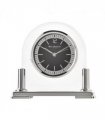 Wm.Widdop Glass Mantel Clock Silver Bezel & Stand