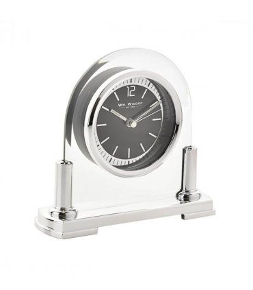 Wm.Widdop Glass Mantel Clock Silver Bezel & Stand