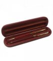 Imperial Wooden Dark Brown Gold Trim 2 Ball Pens IMP356R Gift Set - CLEARANCE NEEDS RE - Refill